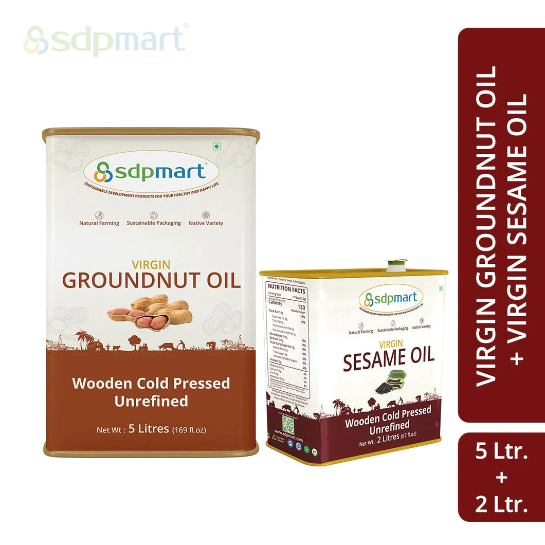 7 Litre Combo Pack - 5 Litre Peanut Oil & 2 Litre Sesame Oil